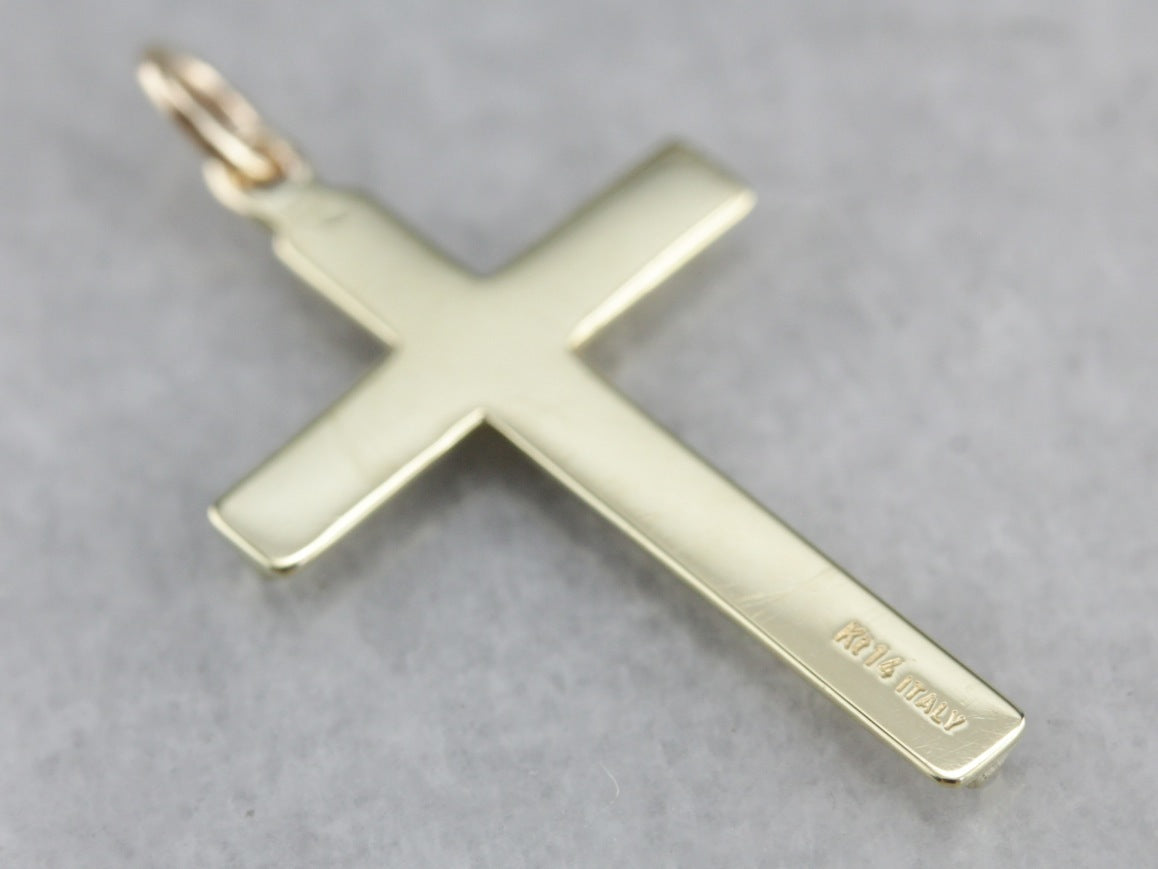 Engraved Vintage Yellow Gold Cross