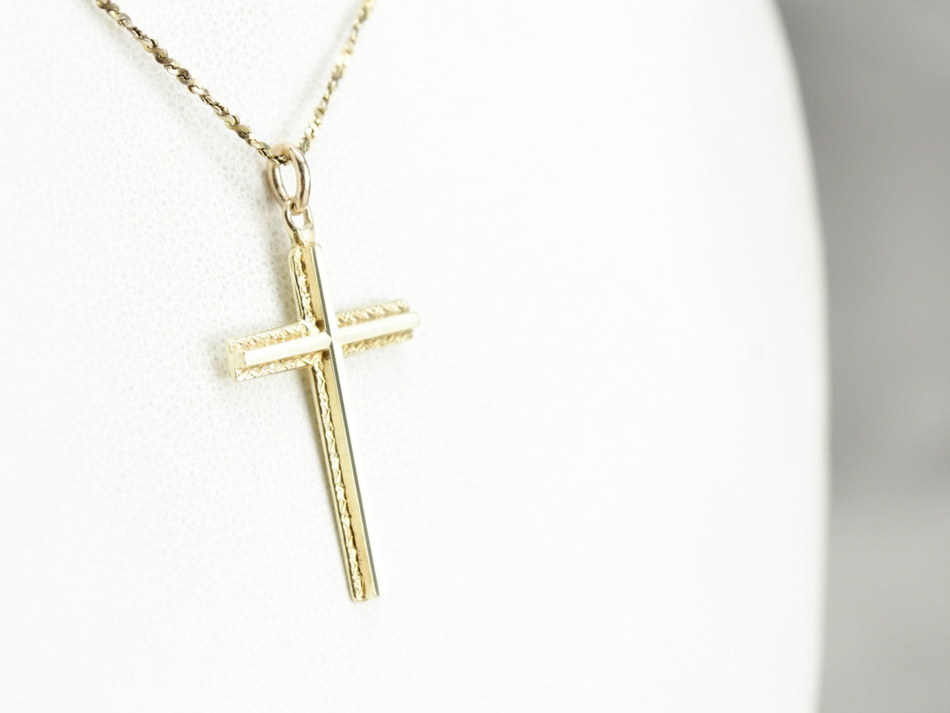 Engraved Vintage Yellow Gold Cross