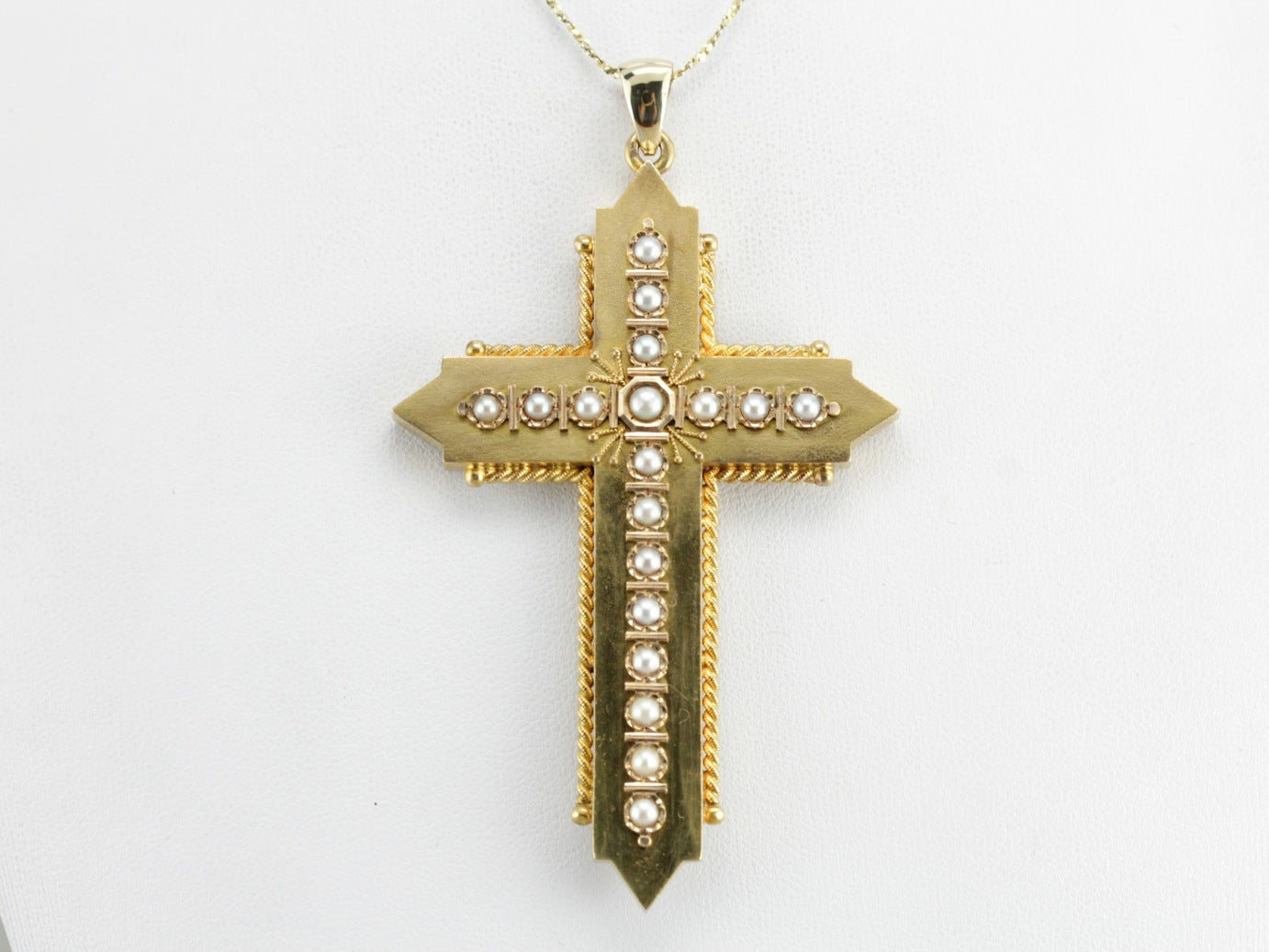 Victorian Gothic Pearl Cross Pendant