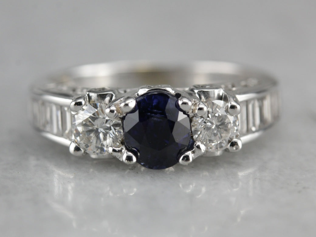 Sapphire and Diamond Engagement Ring