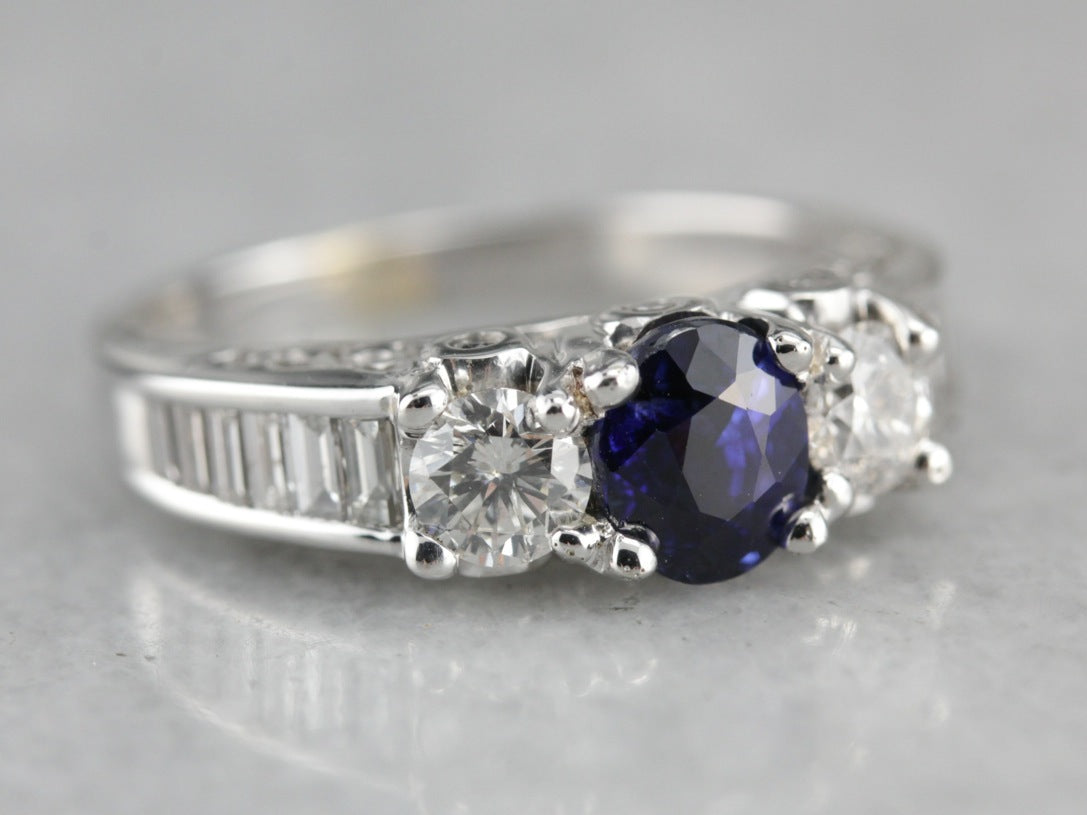 Sapphire and Diamond Engagement Ring