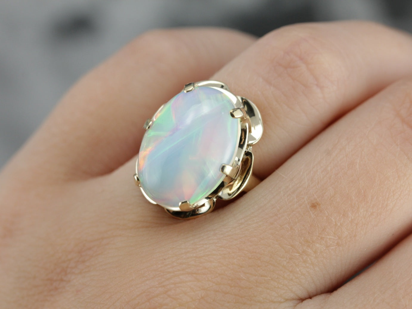 Yellow Gold Opal Cocktail Ring