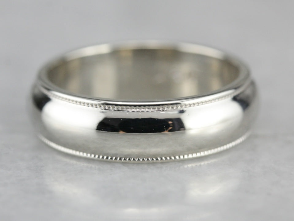 Unisex White Gold Wedding Band