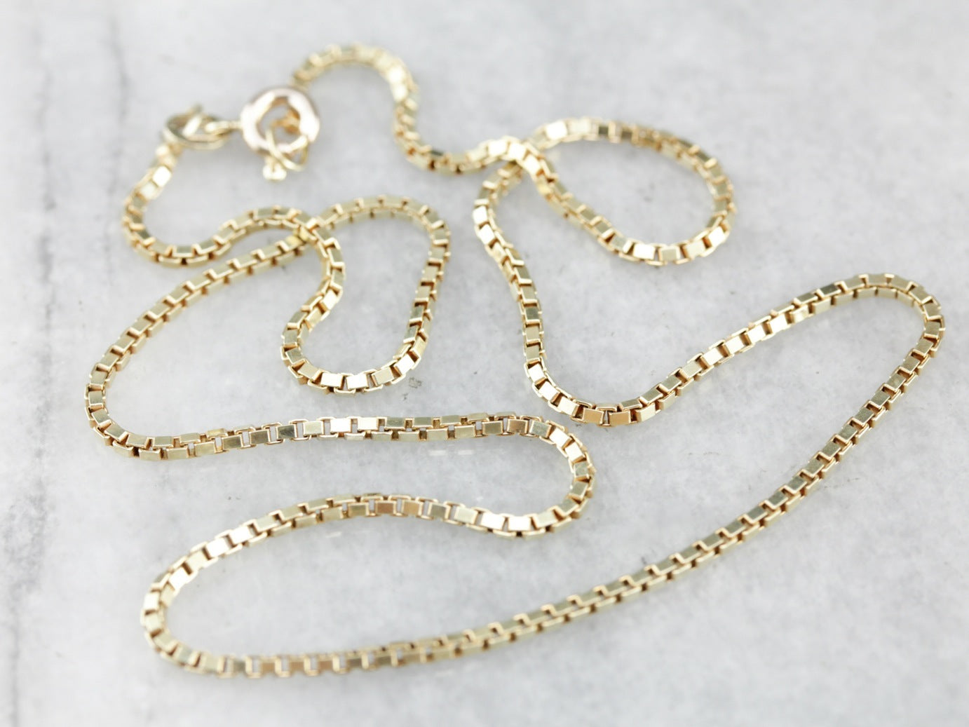 Yellow Gold Box Chain Necklace