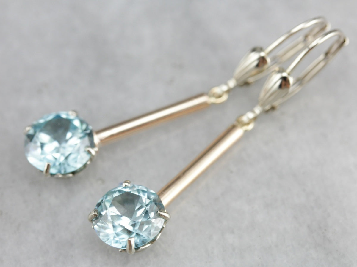 Long Blue Zircon Drop Earrings