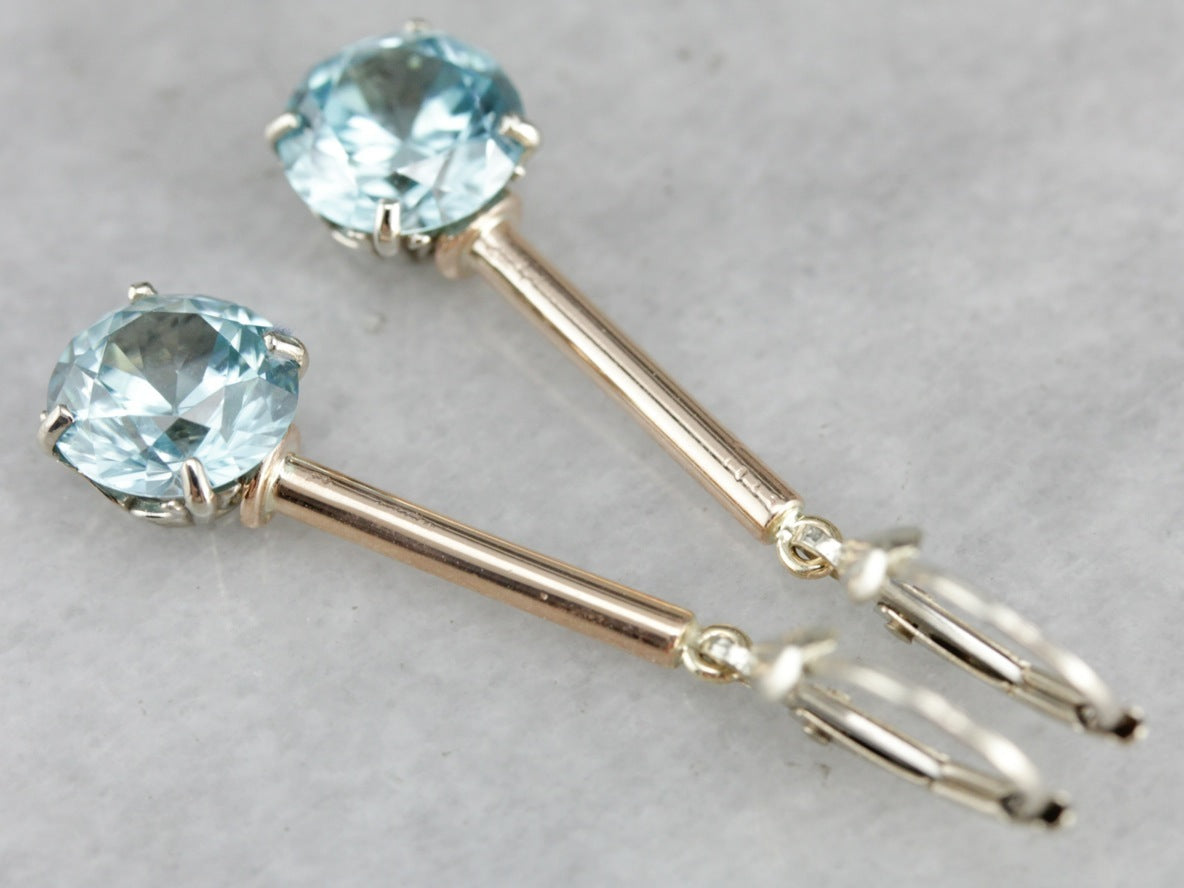 Long Blue Zircon Drop Earrings