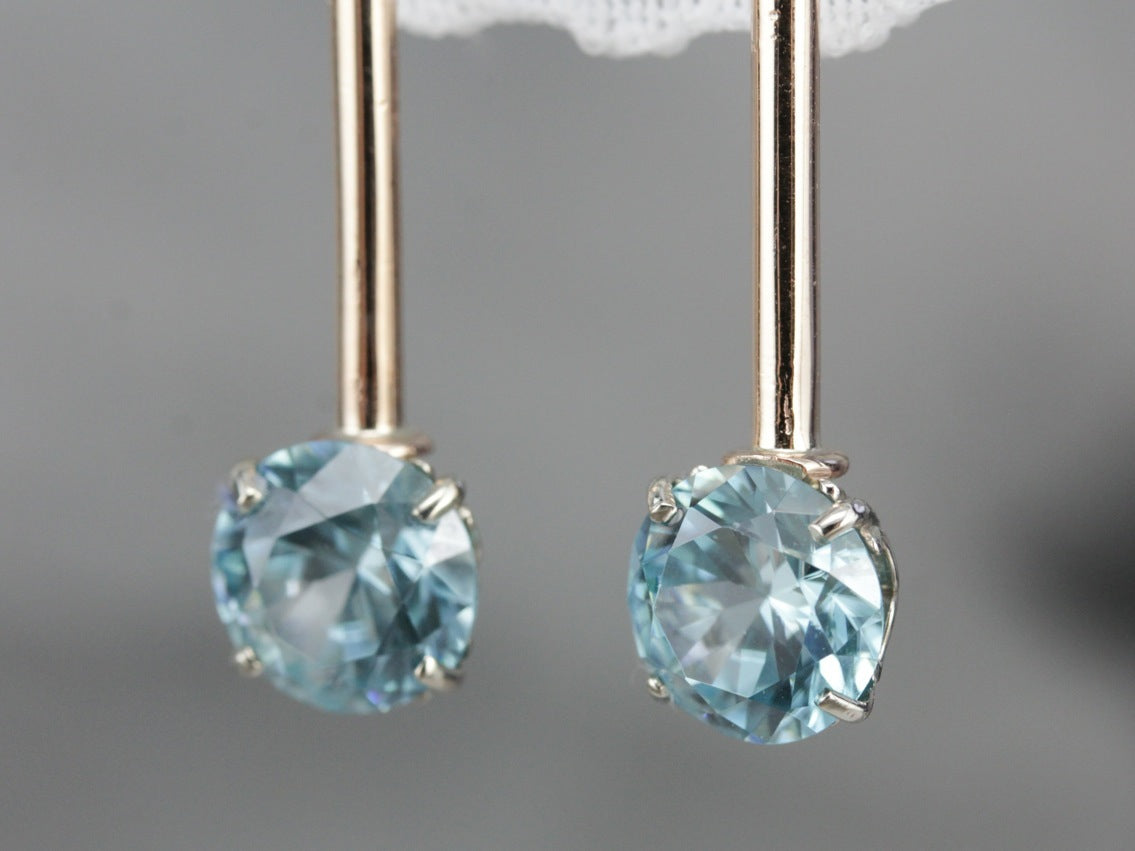 Long Blue Zircon Drop Earrings