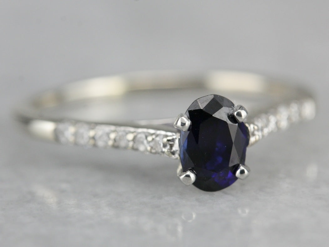 Sapphire Engagement Ring in White Gold