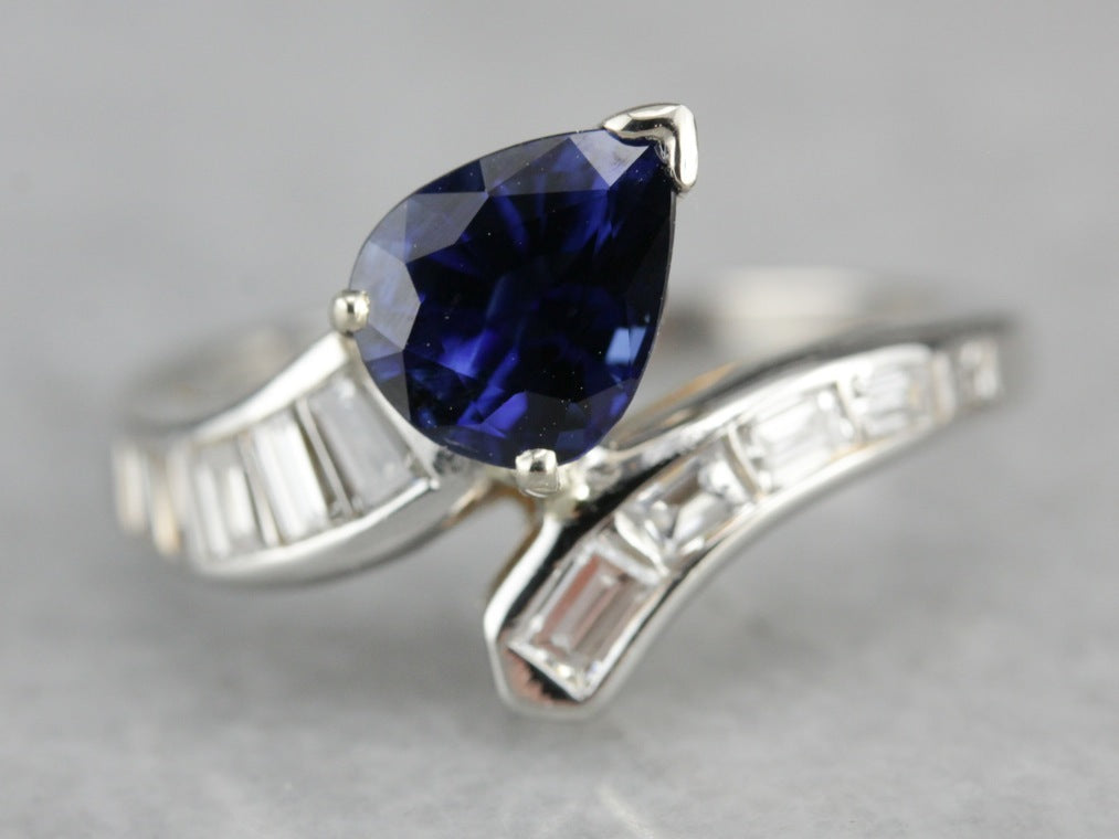 Modern Platinum Sapphire Statement Ring