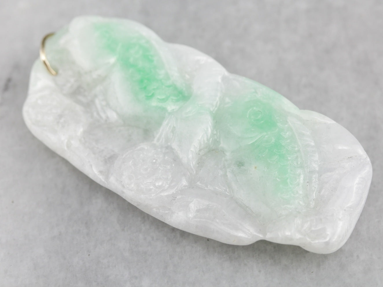 Vintage Koi Fish Carved Jade Pendant