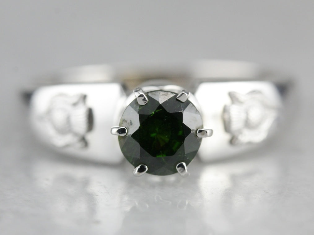 Demantoid Garnet Solitaire Ring