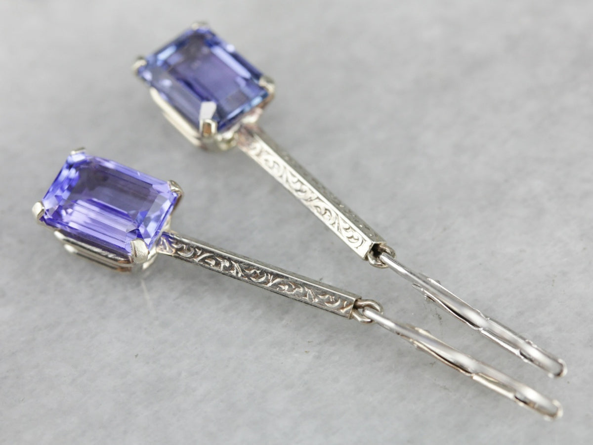 White Gold Tanzanite Drop Earrings