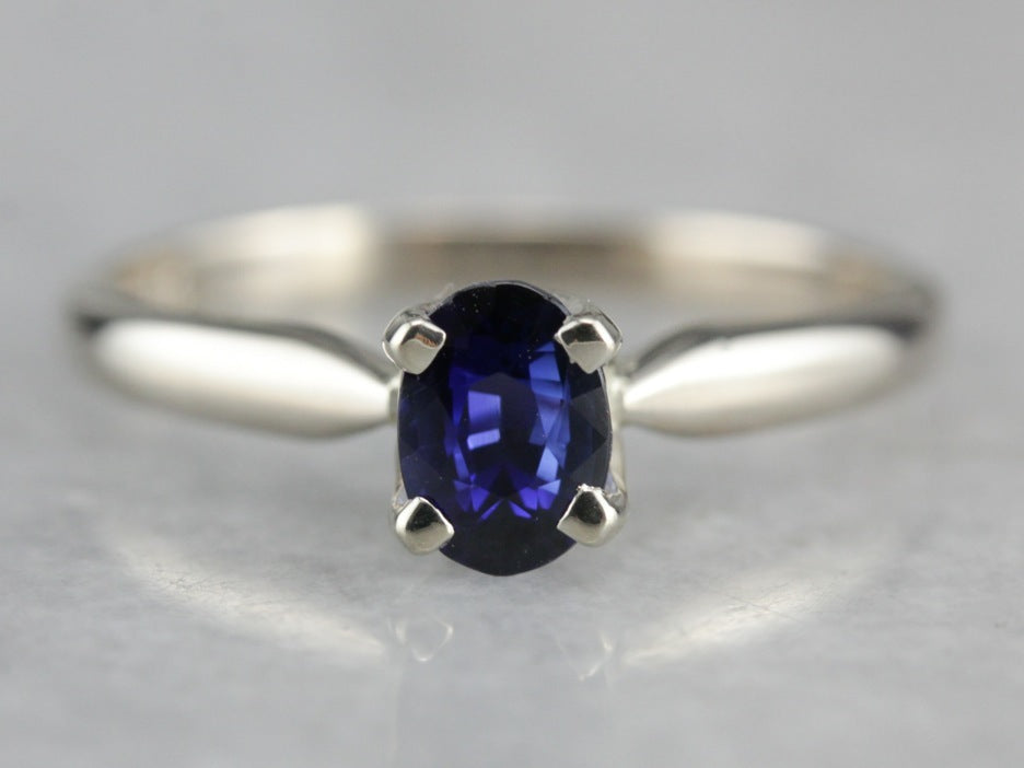 Sapphire Engagement Ring in White Gold