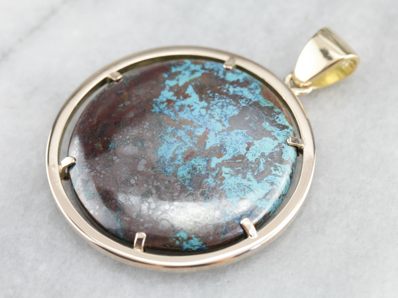 Gold Chrysocolla Statement Pendant