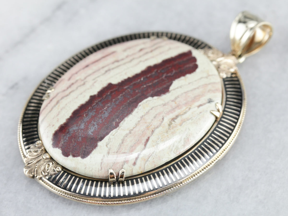 Upcycled Jasper Pendant in Yellow Gold