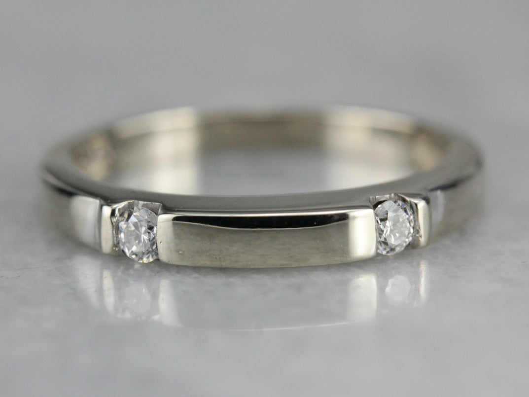 Modern White Gold Diamond Band