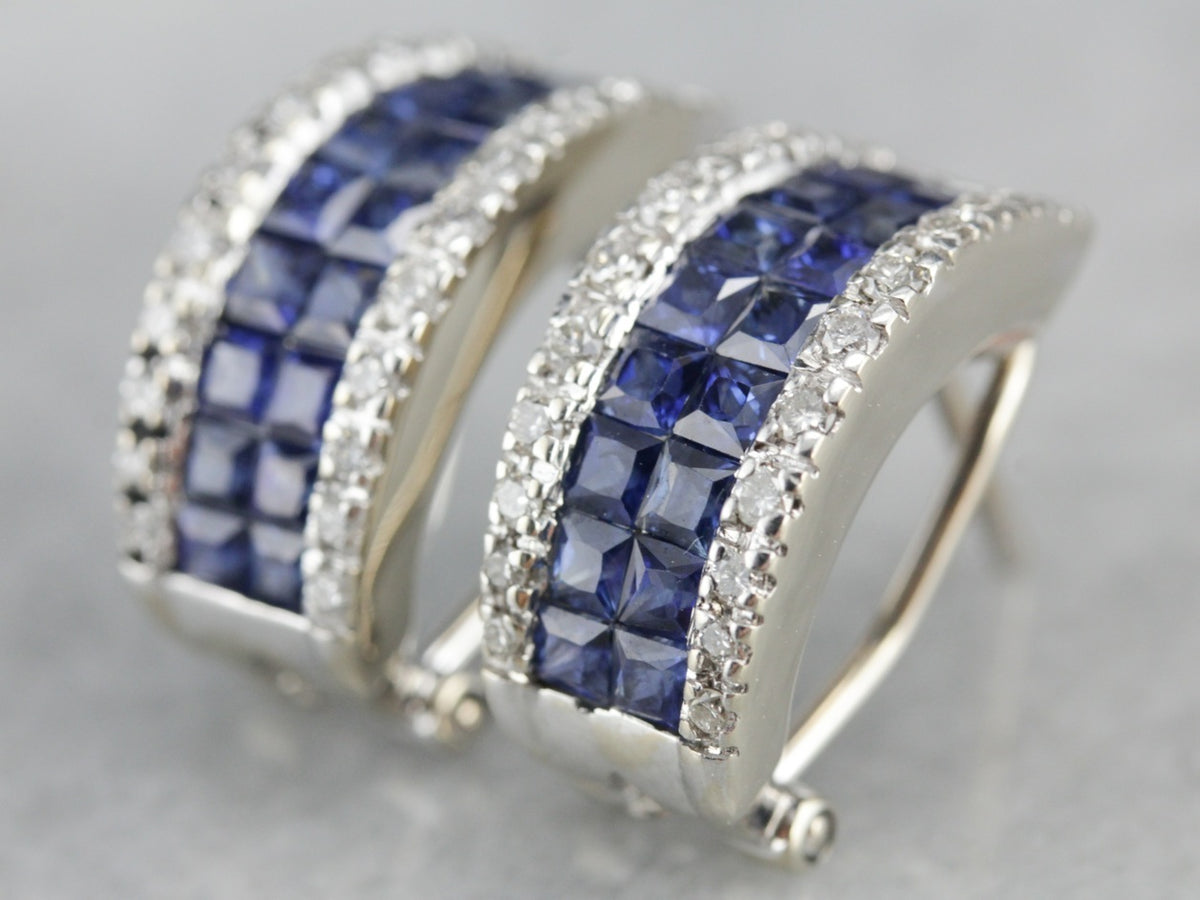 Half Hoop Sapphire and Diamond Earrings