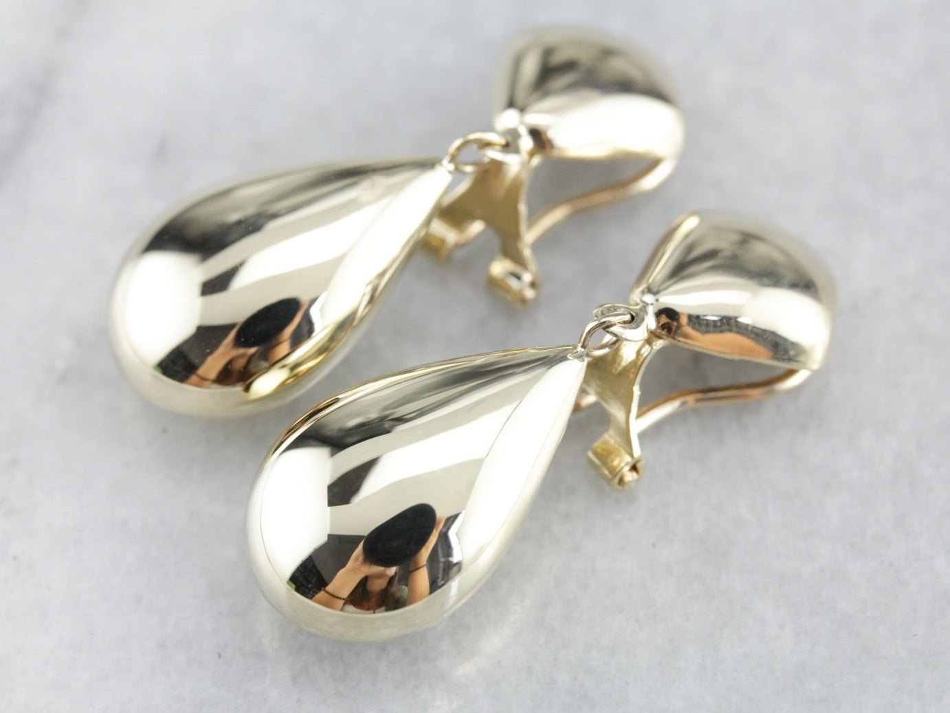 Vintage Clip-on Yellow Gold Drop Earrings