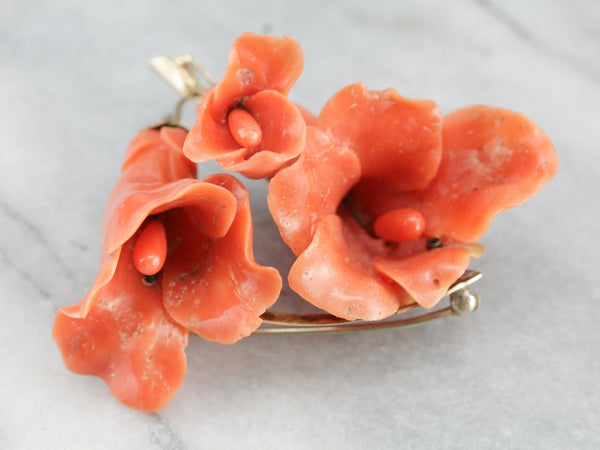 Victorian faux carved deals coral flower hatpin MA$ 052322bF@