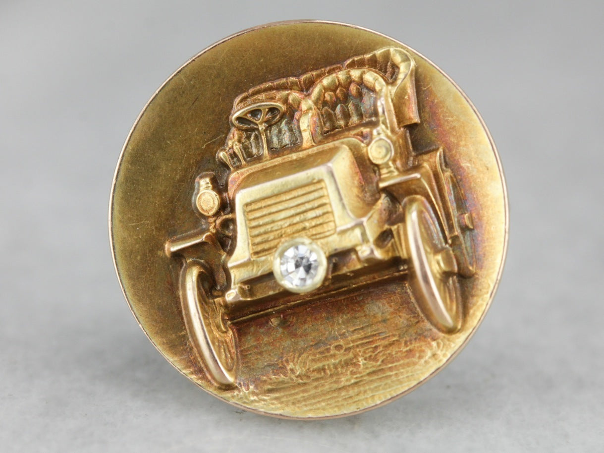 Diamond Vintage Car Brooch