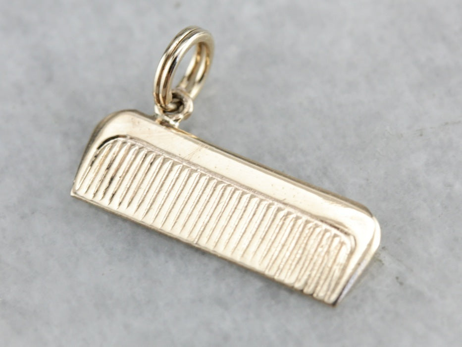 Vintage Gold Comb Charm Pendant