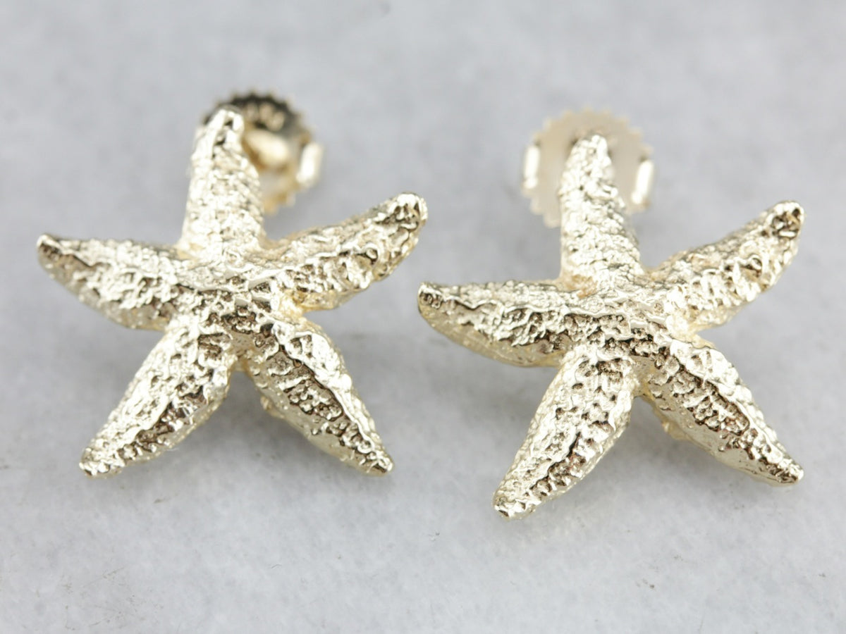 Yellow Gold Starfish Stud Earrings