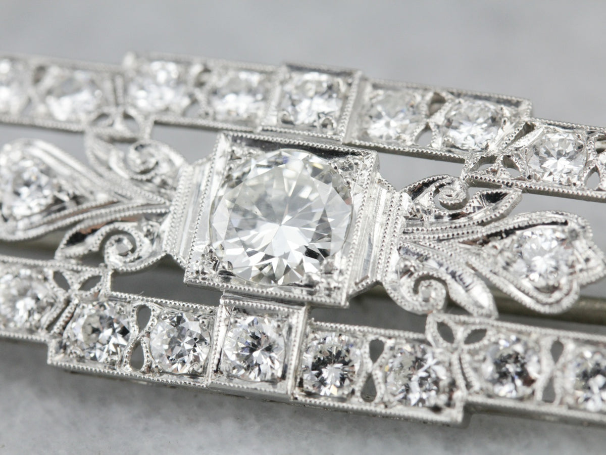 Late Art Deco Diamond Brooch