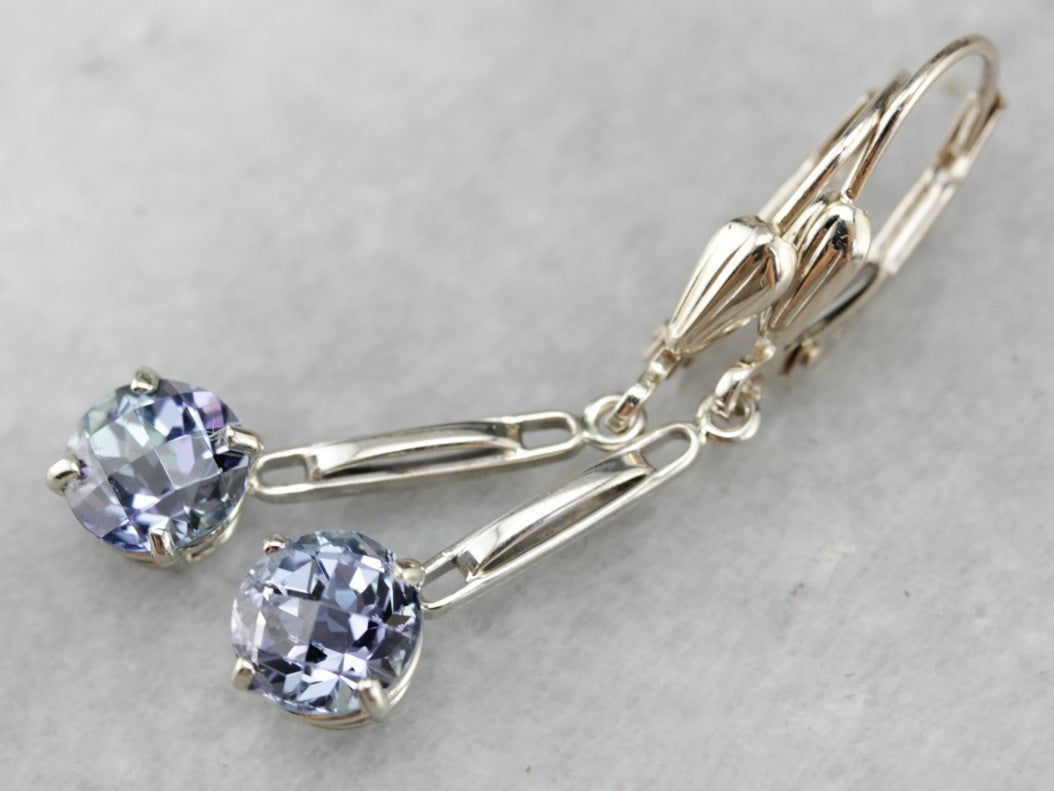 Tanzanite Drop Earrings in White Gold