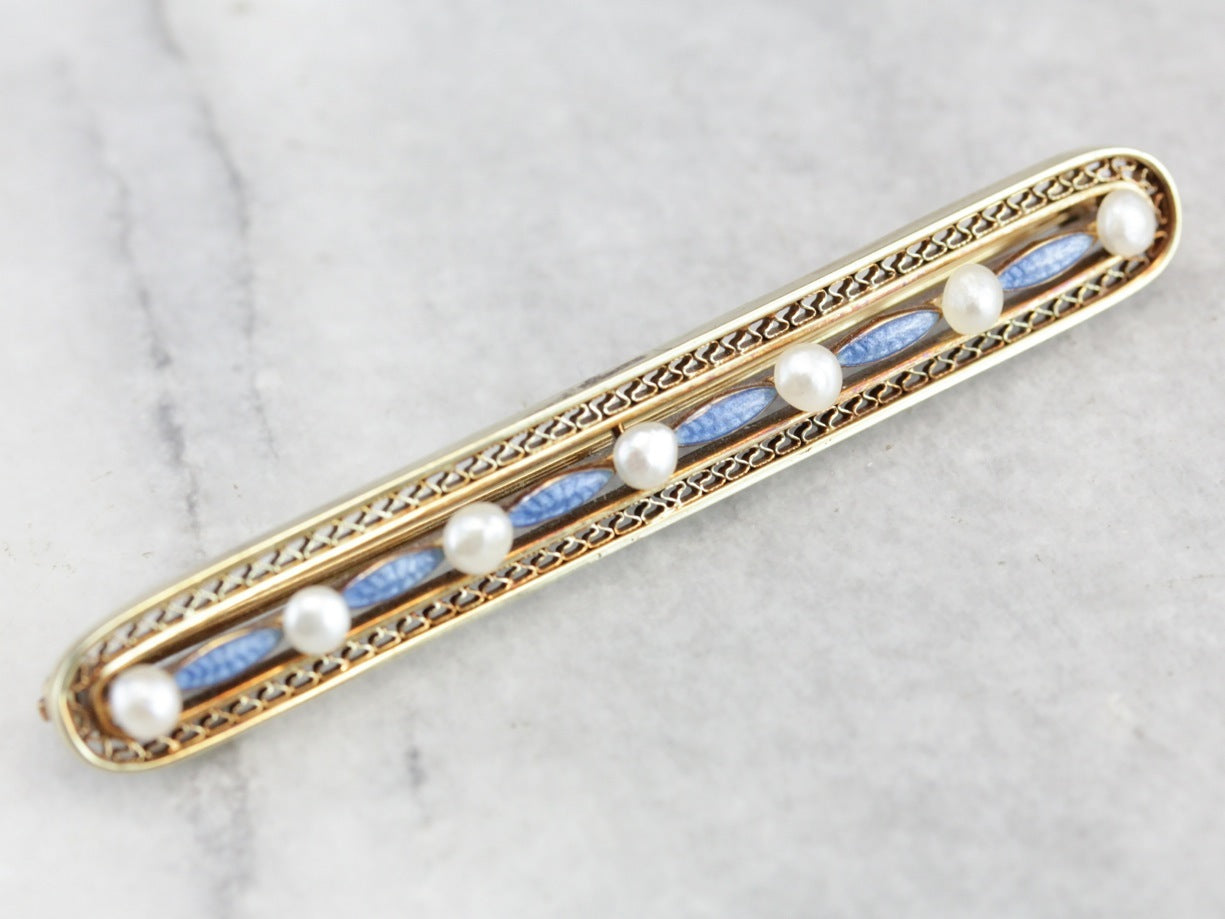 Art Nouveau Seed Pearl Bar Pin