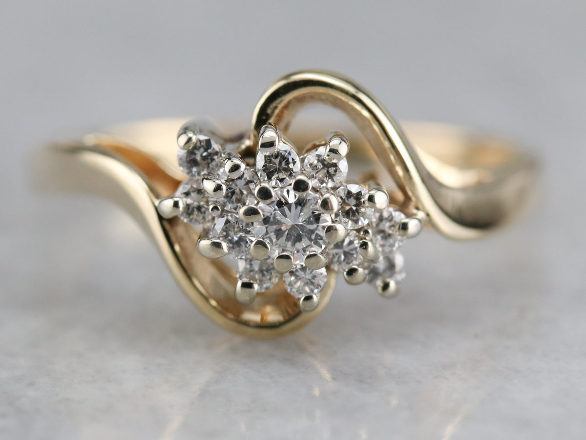 Gold Diamond Cluster Ring