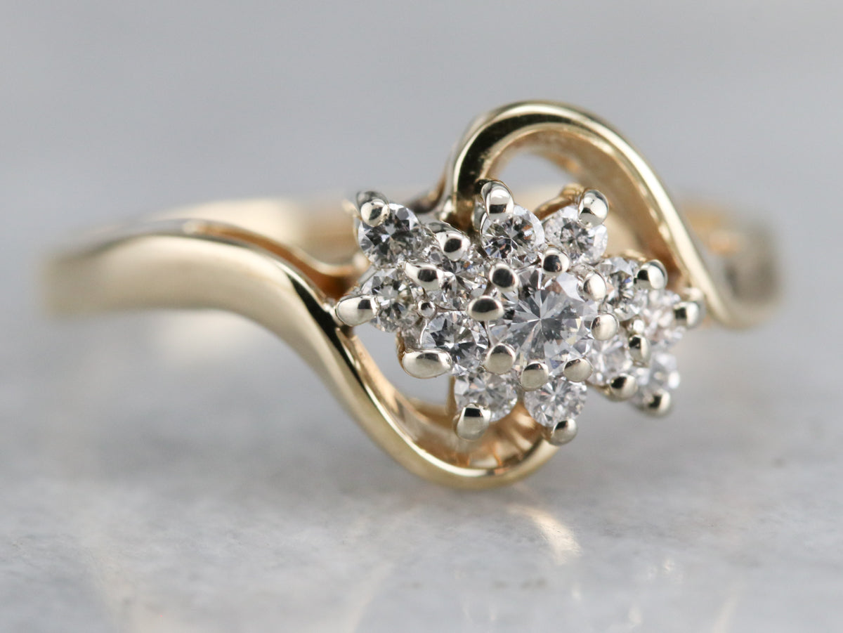 Gold Diamond Cluster Ring