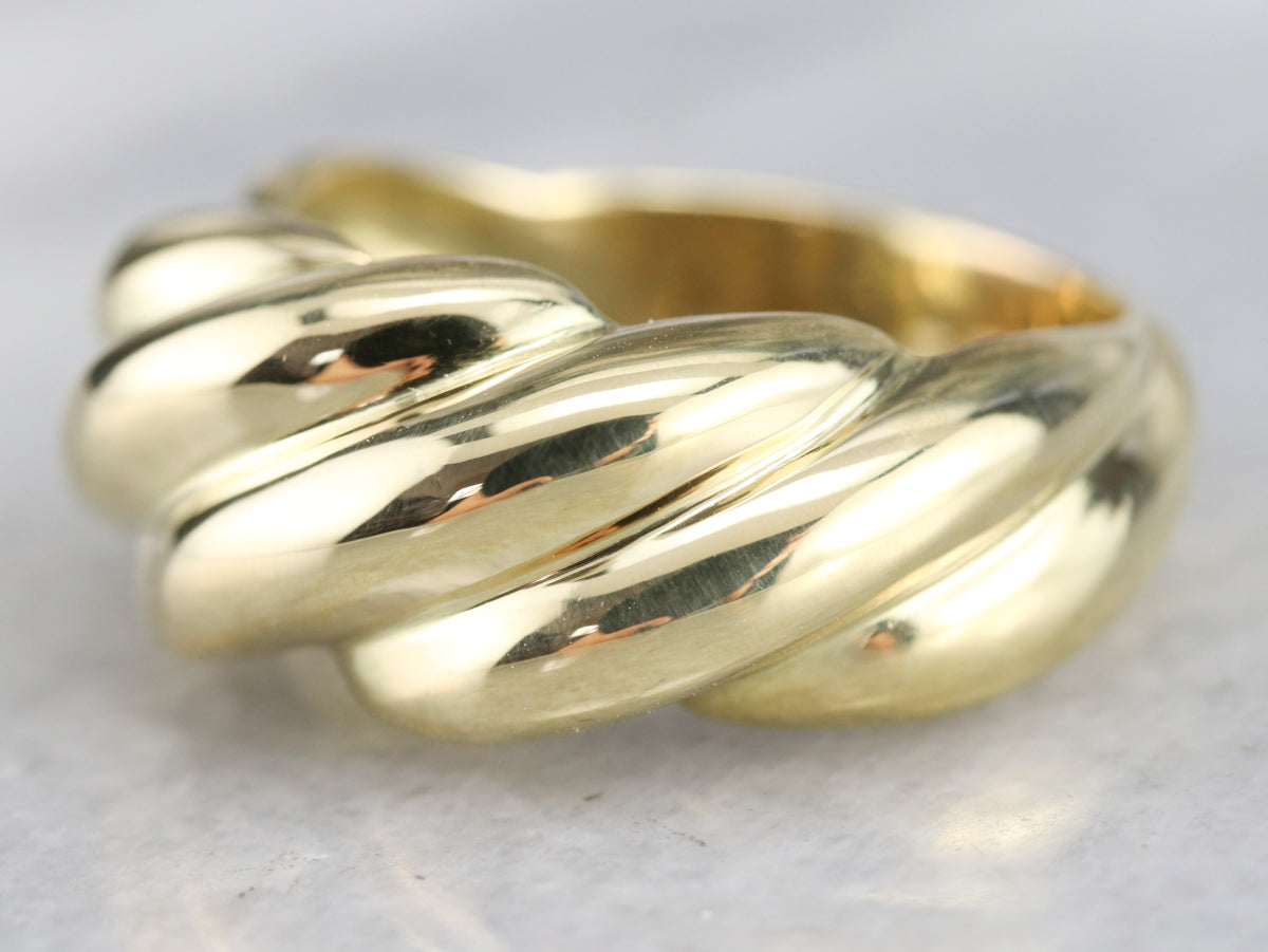 Modern Gold Shrimp Ring, Classic Gold Domed Bombe Ring