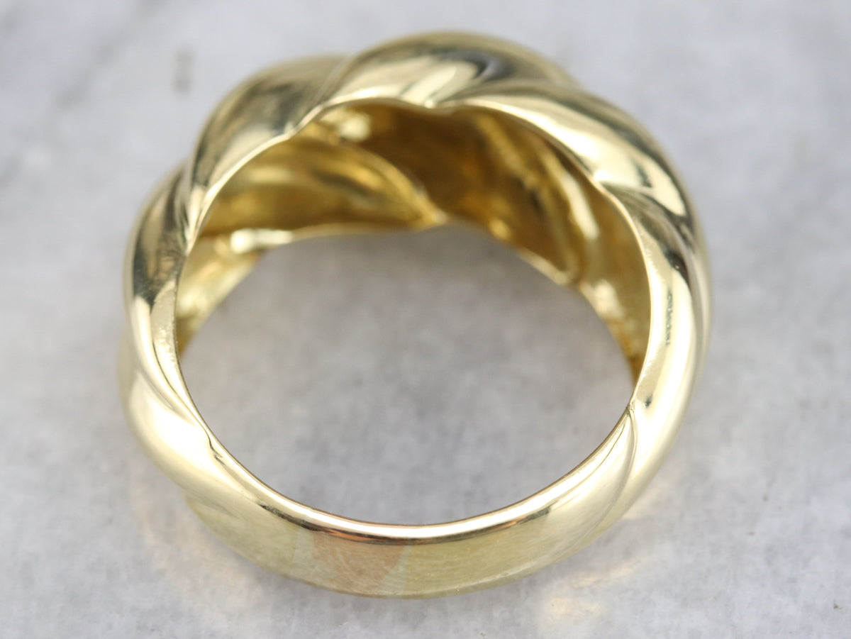 Modern Gold Shrimp Ring, Classic Gold Domed Bombe Ring