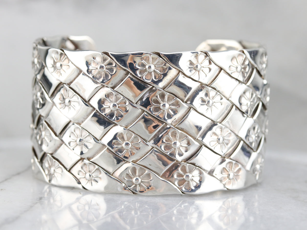 Brazalete ancho de plata de ley