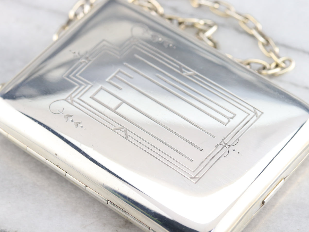 Vintage Art Deco Silver Compact Purse