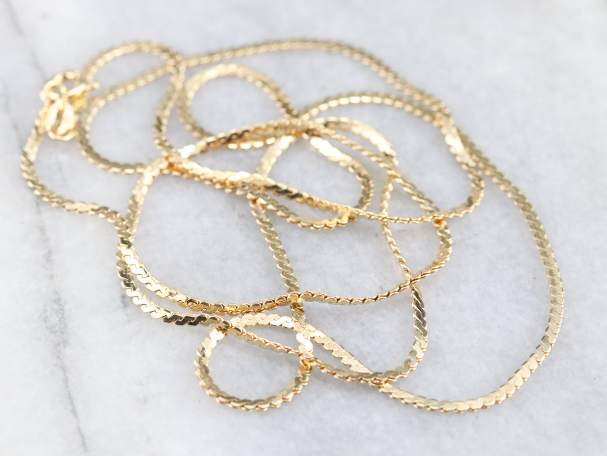 18 Karat Gold Flat Serpentine Chain