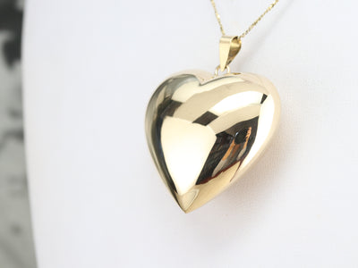 Vintage Gold Puffy Heart Pendant