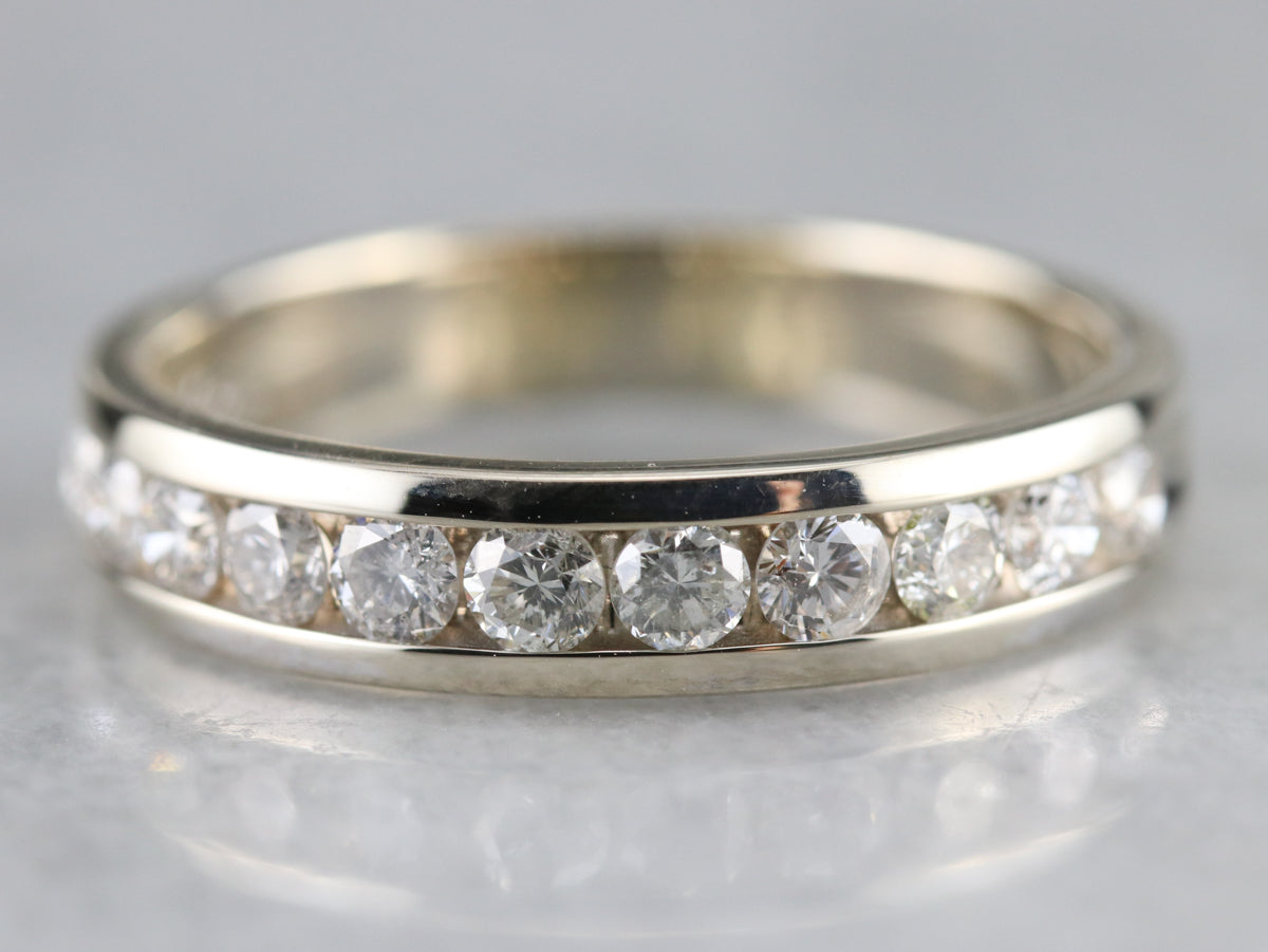 Channel Set Diamond White Gold Wedding Band