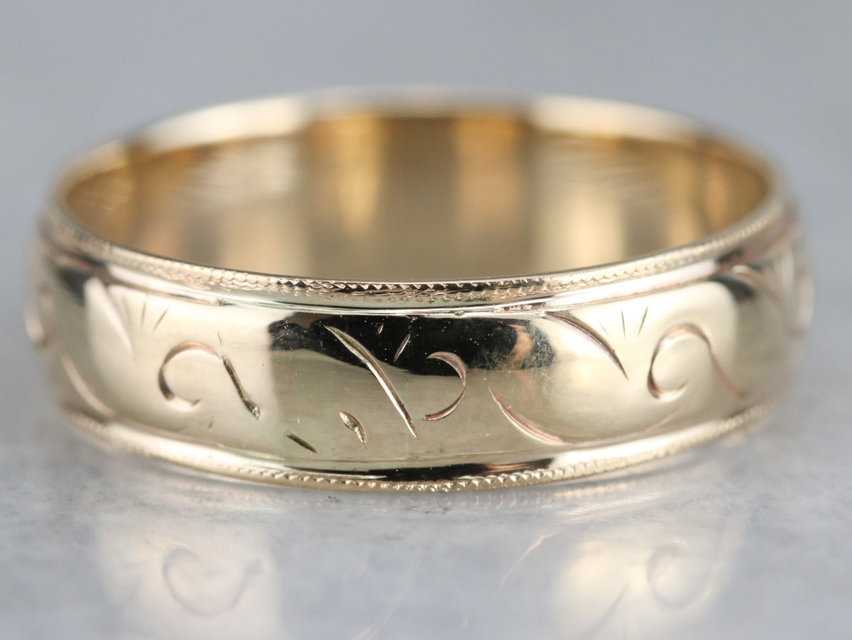 Engraved Gold Wedding Band