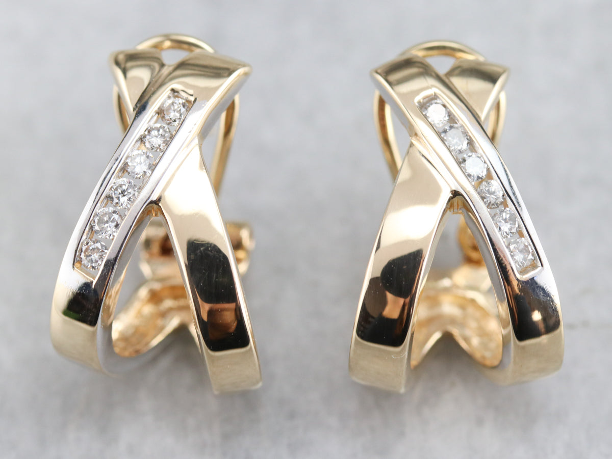 Diamond Drop Hoop Earrings