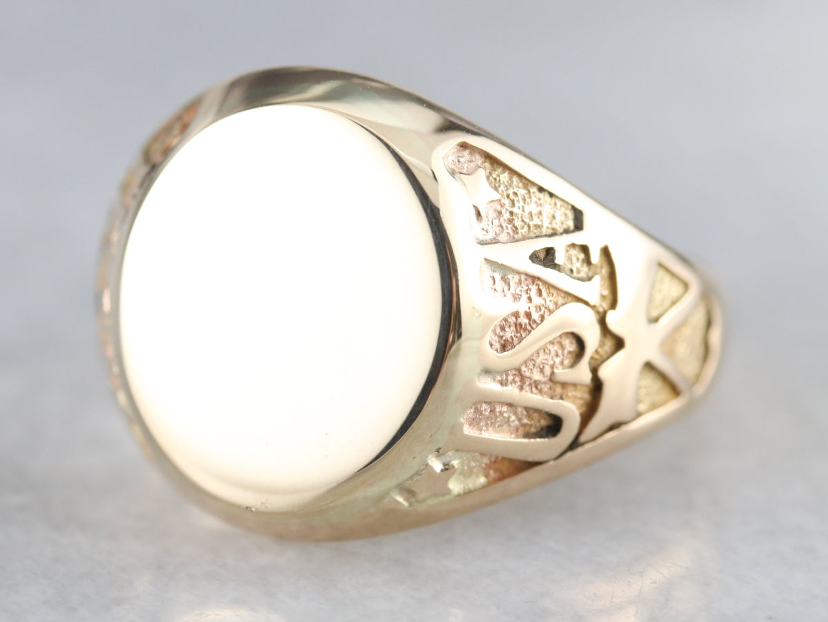 Vintage Men's USA Gold Signet Ring