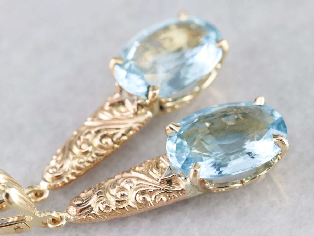 Victorian Blue Topaz Drop Earrings