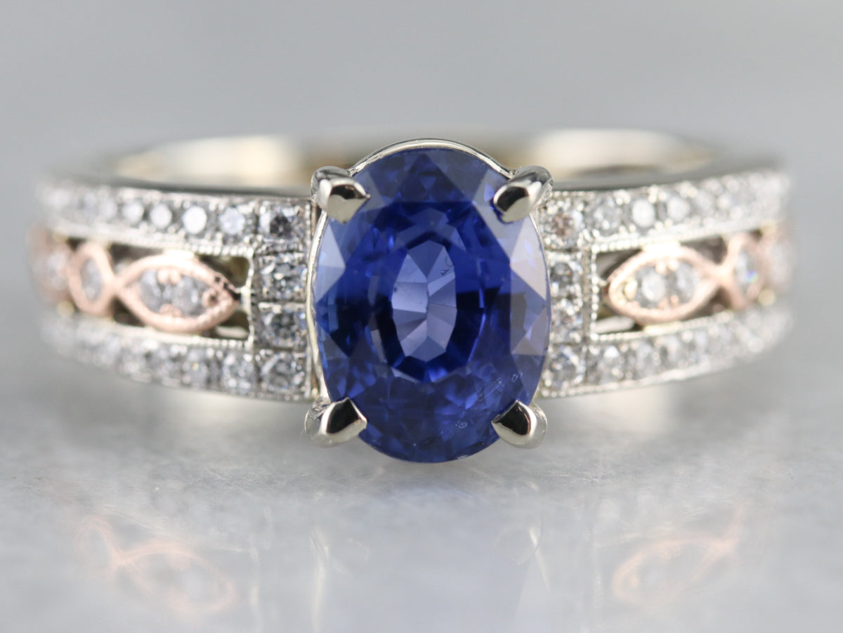 Ceylon Sapphire and Diamond Engagement Ring