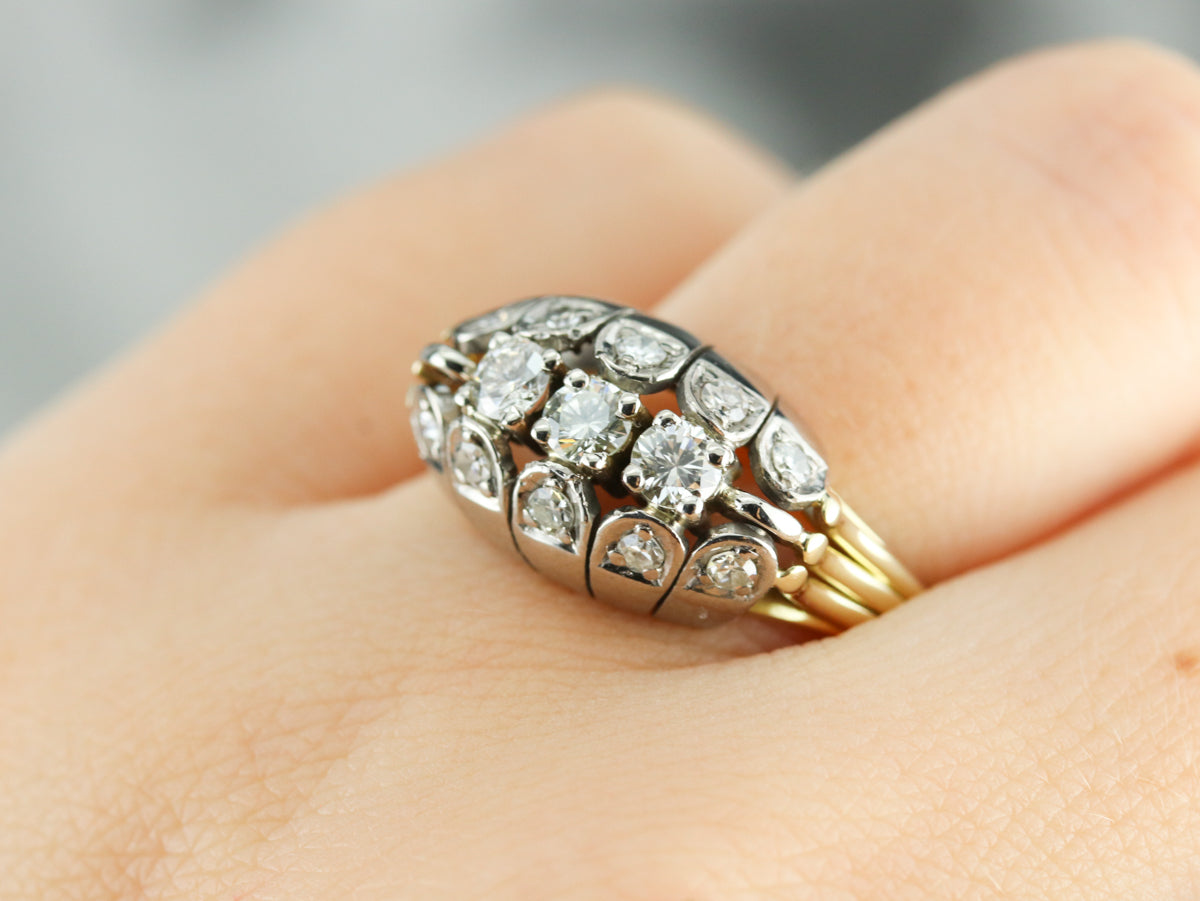 Vintage Multi Diamond Cocktail Ring