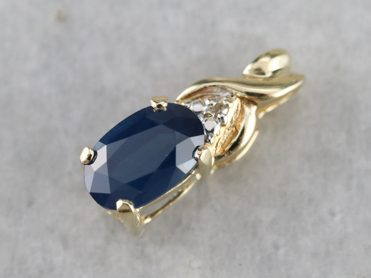 Oval Sapphire and Diamond Pendant