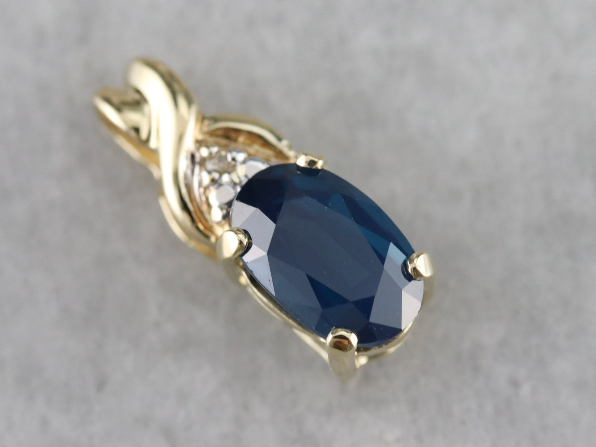 Oval Sapphire and Diamond Pendant