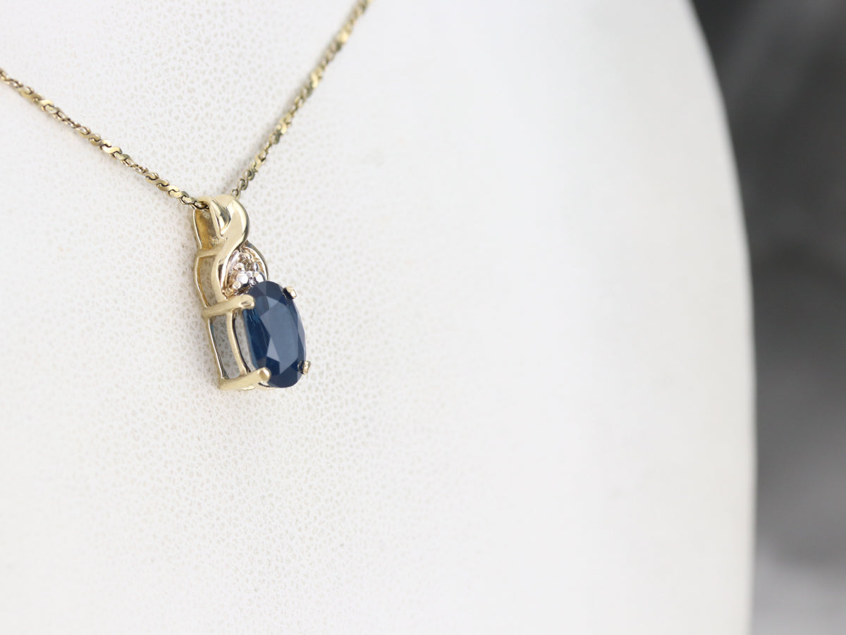 Oval Sapphire and Diamond Pendant