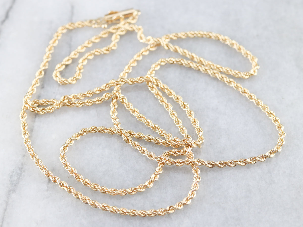 Long Yellow Gold Rope Twist Chain