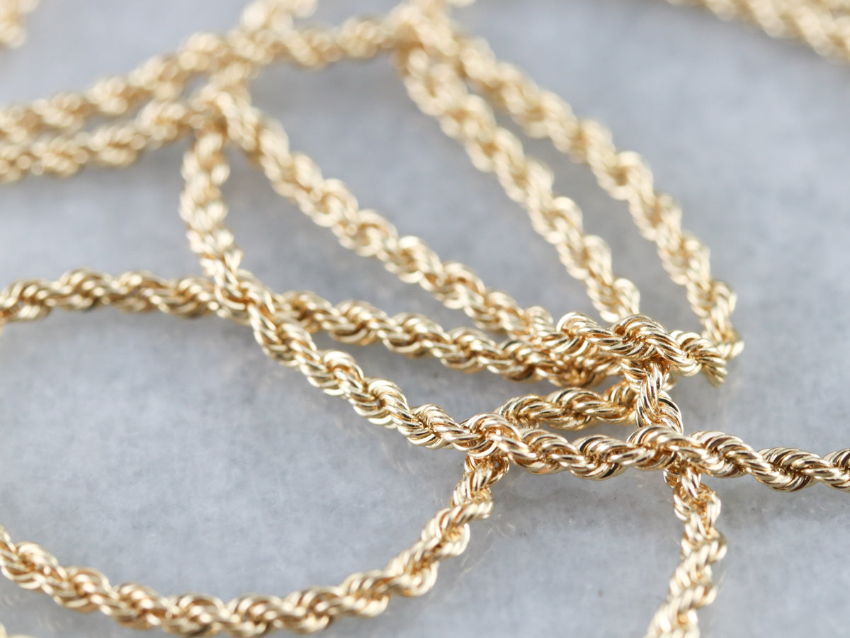 Long Yellow Gold Rope Twist Chain