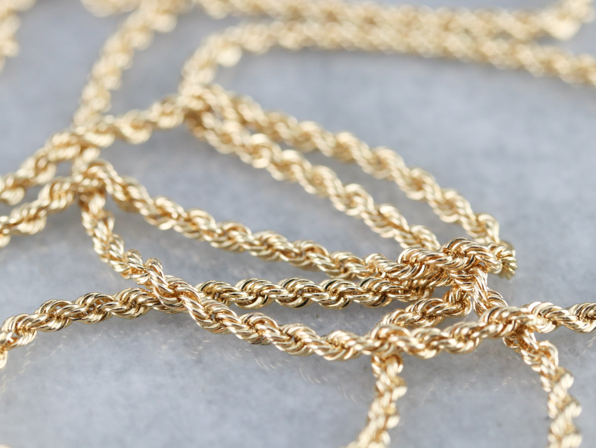 Long Yellow Gold Rope Twist Chain